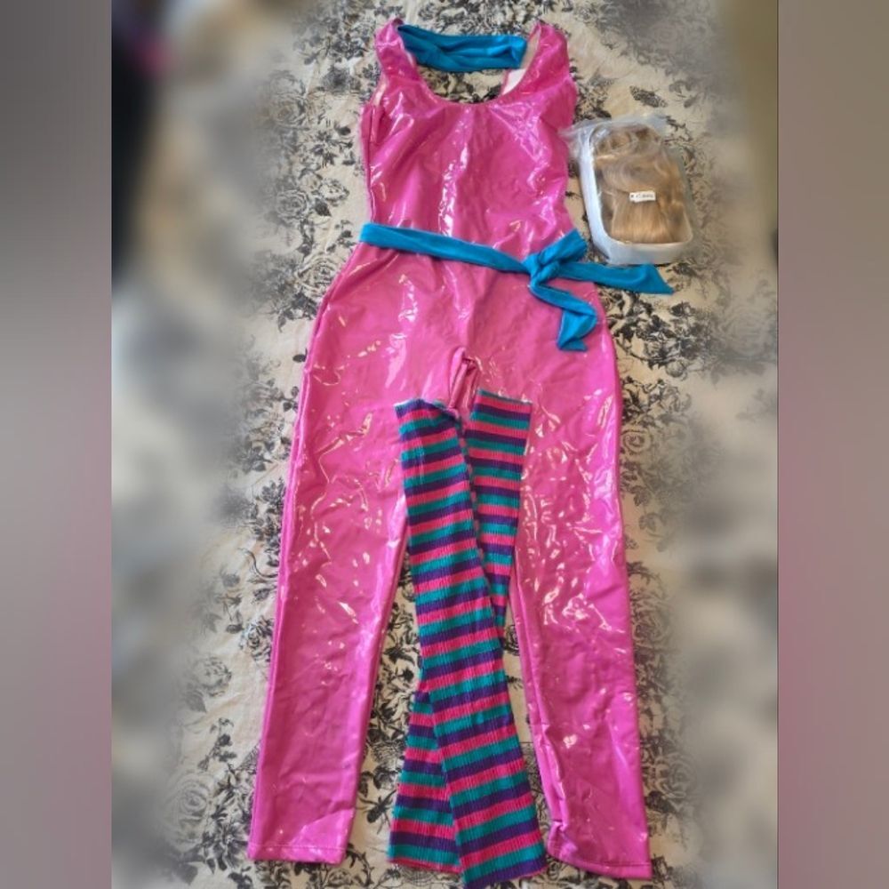 Dolls Kill Trickz n' Treatz Workout Barbie Costume Set with Wig Read Description